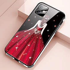 Handyhülle Silikon Hülle Rahmen Schutzhülle Spiegel Motiv Kleid Mädchen für Apple iPhone 12 Mini Fuchsie