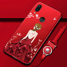 Handyhülle Silikon Hülle Rahmen Schutzhülle Spiegel Motiv Kleid Mädchen für Huawei P Smart Z Rot