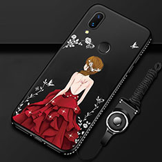 Handyhülle Silikon Hülle Rahmen Schutzhülle Spiegel Motiv Kleid Mädchen für Huawei P Smart Z Rot und Schwarz