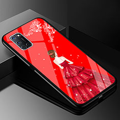 Handyhülle Silikon Hülle Rahmen Schutzhülle Spiegel Motiv Kleid Mädchen für Oppo A52 Rot