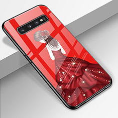 Handyhülle Silikon Hülle Rahmen Schutzhülle Spiegel Motiv Kleid Mädchen K01 für Samsung Galaxy S10 Fuchsie