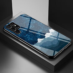 Handyhülle Silikon Hülle Rahmen Schutzhülle Spiegel Sternenhimmel S01 für Samsung Galaxy S22 Ultra 5G Blau