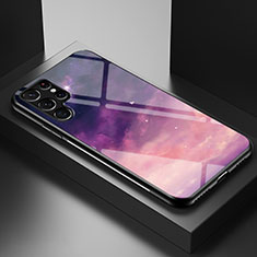 Handyhülle Silikon Hülle Rahmen Schutzhülle Spiegel Sternenhimmel S01 für Samsung Galaxy S22 Ultra 5G Violett