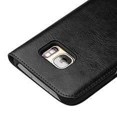 Handytasche Flip Schutzhülle Leder für Samsung Galaxy S7 Edge G935F Schwarz