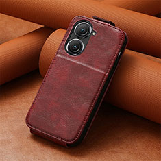 Handytasche Flip Schutzhülle Leder S01D für Asus Zenfone 9 Rot