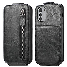 Handytasche Flip Schutzhülle Leder S01D für Motorola Moto E32 Schwarz