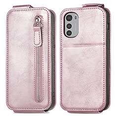 Handytasche Flip Schutzhülle Leder S01D für Motorola Moto E32s Rosegold