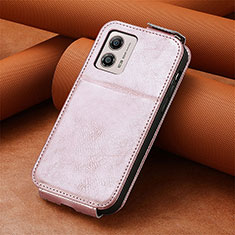 Handytasche Flip Schutzhülle Leder S01D für Motorola Moto G53j 5G Rosegold