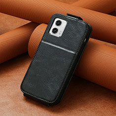 Handytasche Flip Schutzhülle Leder S01D für Motorola Moto G73 5G Schwarz