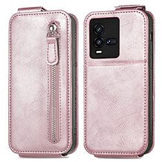 Handytasche Flip Schutzhülle Leder S01D für Vivo iQOO 10 5G Rosegold