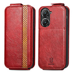 Handytasche Flip Schutzhülle Leder S02D für Asus Zenfone 9 Rot