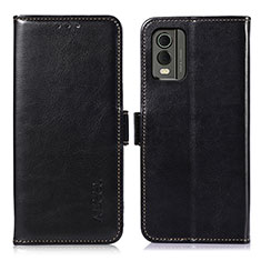 Handytasche Stand Schutzhülle Flip Leder Hülle A01D für Nokia C32 Schwarz