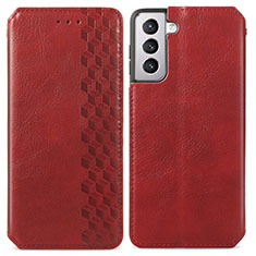 Handytasche Stand Schutzhülle Flip Leder Hülle A01D für Samsung Galaxy S21 5G Rot