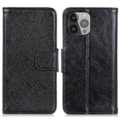 Handytasche Stand Schutzhülle Flip Leder Hülle A02 für Apple iPhone 15 Pro Schwarz