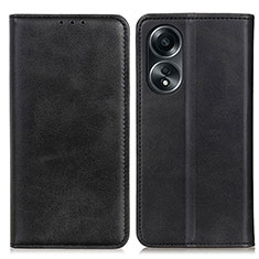 Handytasche Stand Schutzhülle Flip Leder Hülle A02D für Oppo A18 Schwarz