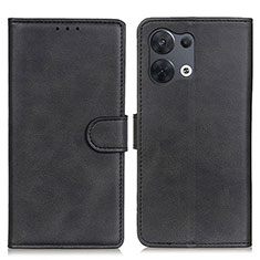 Handytasche Stand Schutzhülle Flip Leder Hülle A02D für Oppo Reno8 Pro 5G Schwarz