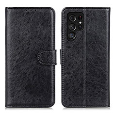 Handytasche Stand Schutzhülle Flip Leder Hülle A02D für Samsung Galaxy S23 Ultra 5G Schwarz