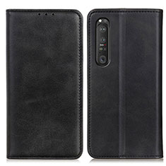 Handytasche Stand Schutzhülle Flip Leder Hülle A02D für Sony Xperia 1 III Schwarz