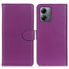 Handytasche Stand Schutzhülle Flip Leder Hülle A03D für Motorola Moto G14 Violett