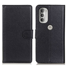 Handytasche Stand Schutzhülle Flip Leder Hülle A03D für Motorola Moto G51 5G Schwarz