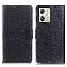 Handytasche Stand Schutzhülle Flip Leder Hülle A03D für Motorola Moto G54 5G Schwarz