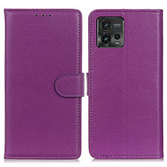 Handytasche Stand Schutzhülle Flip Leder Hülle A03D für Motorola Moto G72 Violett