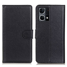 Handytasche Stand Schutzhülle Flip Leder Hülle A03D für Oppo F21 Pro 4G Schwarz