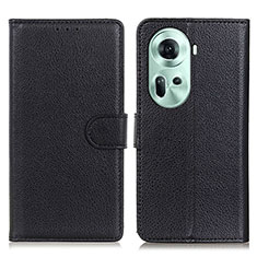 Handytasche Stand Schutzhülle Flip Leder Hülle A03D für Oppo Reno11 5G Schwarz