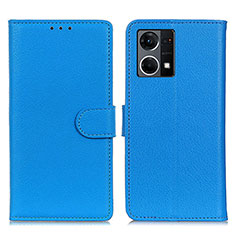 Handytasche Stand Schutzhülle Flip Leder Hülle A03D für Oppo Reno7 4G Hellblau