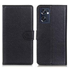 Handytasche Stand Schutzhülle Flip Leder Hülle A03D für Oppo Reno7 SE 5G Schwarz