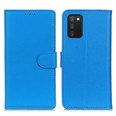 Handytasche Stand Schutzhülle Flip Leder Hülle A03D für Samsung Galaxy A02s Hellblau