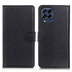 Handytasche Stand Schutzhülle Flip Leder Hülle A03D für Samsung Galaxy M53 5G Schwarz