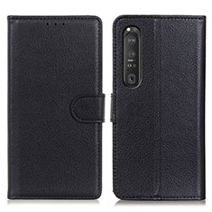 Handytasche Stand Schutzhülle Flip Leder Hülle A03D für Sony Xperia 1 III Schwarz