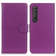 Handytasche Stand Schutzhülle Flip Leder Hülle A03D für Sony Xperia 1 III Violett