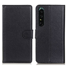 Handytasche Stand Schutzhülle Flip Leder Hülle A03D für Sony Xperia 1 IV Schwarz