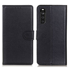 Handytasche Stand Schutzhülle Flip Leder Hülle A03D für Sony Xperia 10 III Lite Schwarz