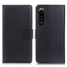 Handytasche Stand Schutzhülle Flip Leder Hülle A03D für Sony Xperia 5 III Schwarz