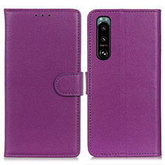 Handytasche Stand Schutzhülle Flip Leder Hülle A03D für Sony Xperia 5 III Violett