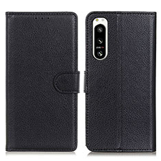 Handytasche Stand Schutzhülle Flip Leder Hülle A03D für Sony Xperia 5 IV Schwarz