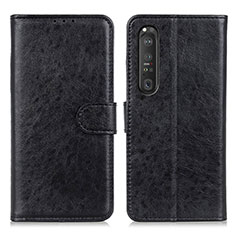 Handytasche Stand Schutzhülle Flip Leder Hülle A04D für Sony Xperia 1 III Schwarz