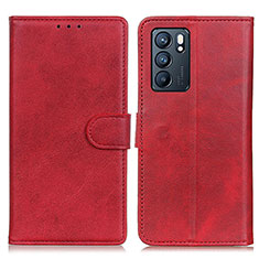 Handytasche Stand Schutzhülle Flip Leder Hülle A05D für Oppo Reno6 5G Rot