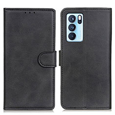 Handytasche Stand Schutzhülle Flip Leder Hülle A05D für Oppo Reno6 Pro 5G India Schwarz