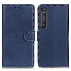 Handytasche Stand Schutzhülle Flip Leder Hülle A05D für Sony Xperia 1 III Blau