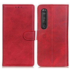 Handytasche Stand Schutzhülle Flip Leder Hülle A05D für Sony Xperia 1 III Rot