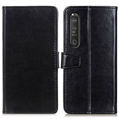 Handytasche Stand Schutzhülle Flip Leder Hülle A06D für Sony Xperia 1 III Schwarz