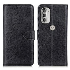 Handytasche Stand Schutzhülle Flip Leder Hülle A07D für Motorola Moto G51 5G Schwarz