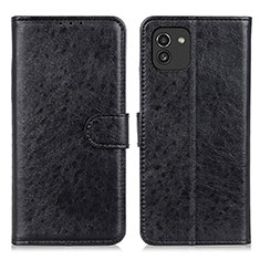 Handytasche Stand Schutzhülle Flip Leder Hülle A07D für Samsung Galaxy A03 Schwarz