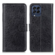 Handytasche Stand Schutzhülle Flip Leder Hülle A07D für Samsung Galaxy M53 5G Schwarz