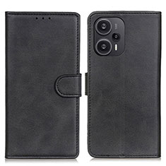 Handytasche Stand Schutzhülle Flip Leder Hülle A07D für Xiaomi Poco F5 5G Schwarz