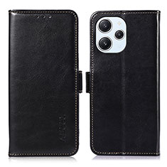 Handytasche Stand Schutzhülle Flip Leder Hülle A07D für Xiaomi Redmi 12 4G Schwarz